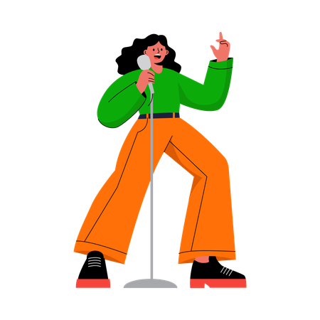 Fille chantant une chanson  Illustration