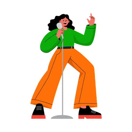 Fille chantant une chanson  Illustration