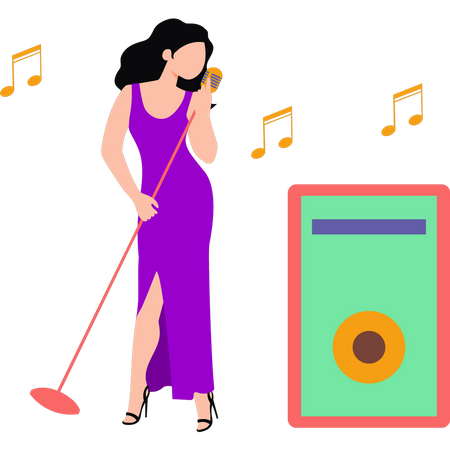 Fille chantant une chanson  Illustration