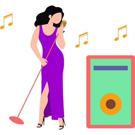 Fille chantant une chanson  Illustration