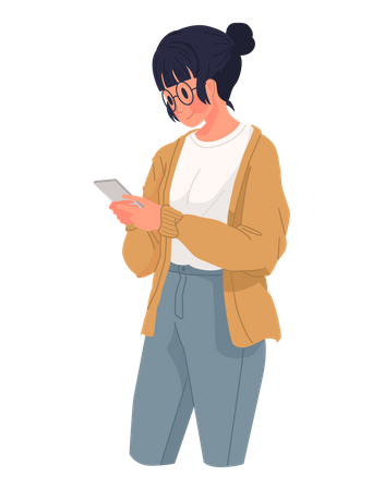 Fille discutant au téléphone  Illustration