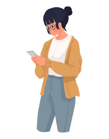 Fille discutant au téléphone  Illustration