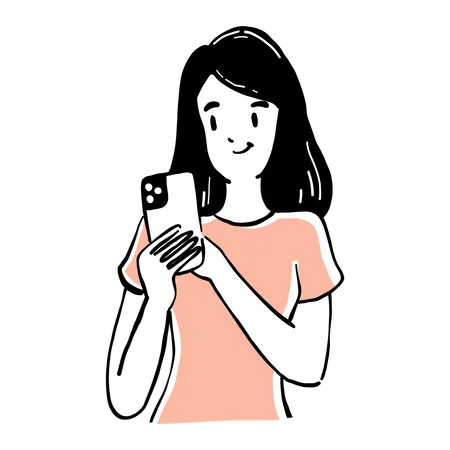 Fille discutant au téléphone  Illustration