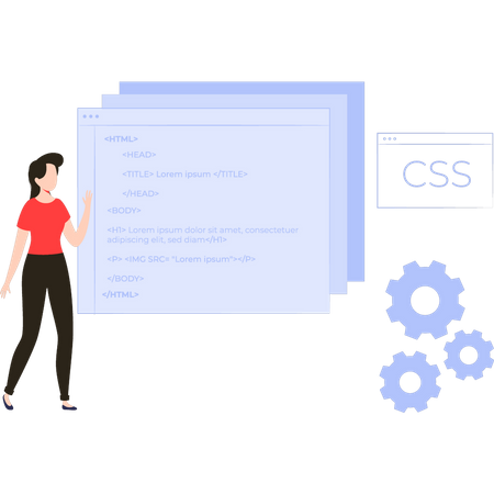 Fille codant CSS  Illustration