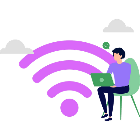 Fille connectée au Wi-Fi  Illustration