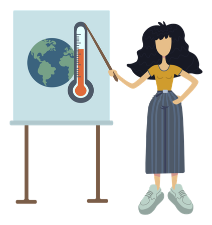 Fille consciente du réchauffement climatique  Illustration