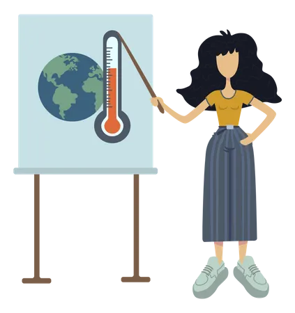 Fille consciente du réchauffement climatique  Illustration