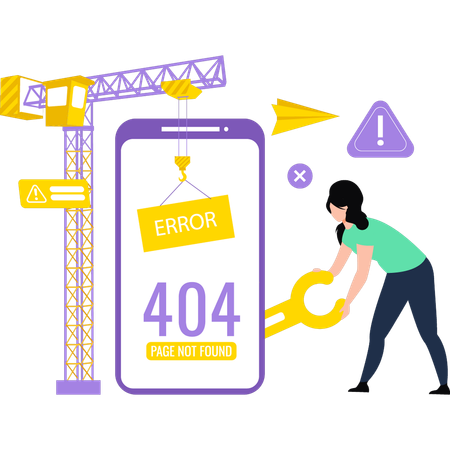 Fille corrigeant l'erreur 404  Illustration