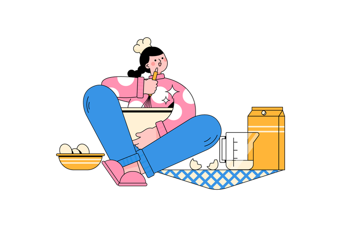 Fille cuisine  Illustration