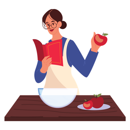 Fille cuisinant dans la cuisine  Illustration