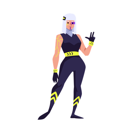 Fille cyberpunk du futur avec des implants cybernétiques  Illustration