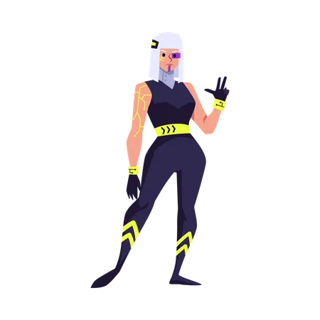 Fille cyberpunk du futur avec des implants cybernétiques  Illustration