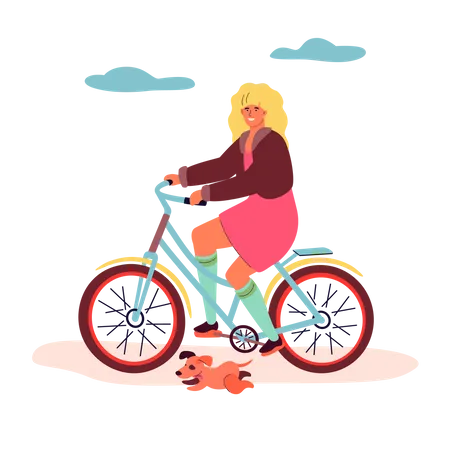 Fille à vélo  Illustration
