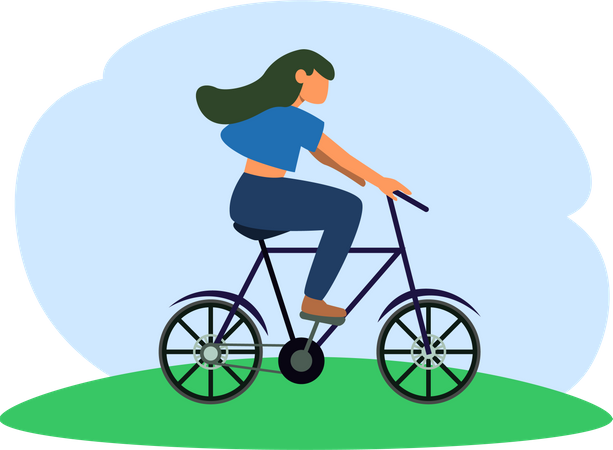 Fille à vélo  Illustration