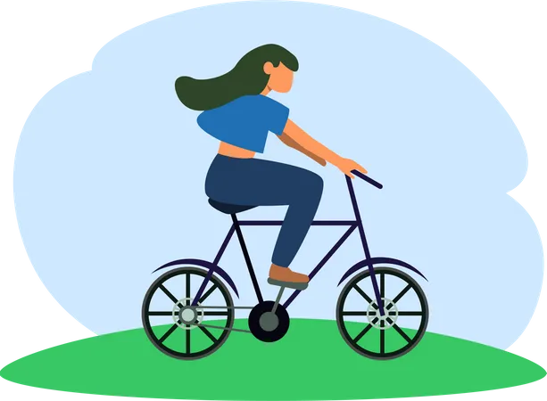 Fille à vélo  Illustration