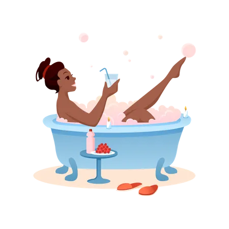 Fille dans la baignoire  Illustration