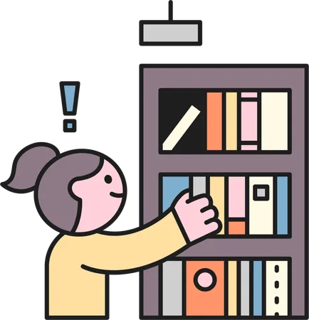 Fille à la bibliothèque  Illustration