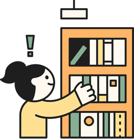 Fille à la bibliothèque  Illustration