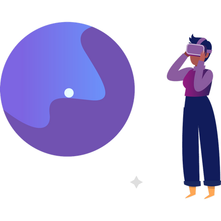 Fille dans le métaverse portant du Vr  Illustration