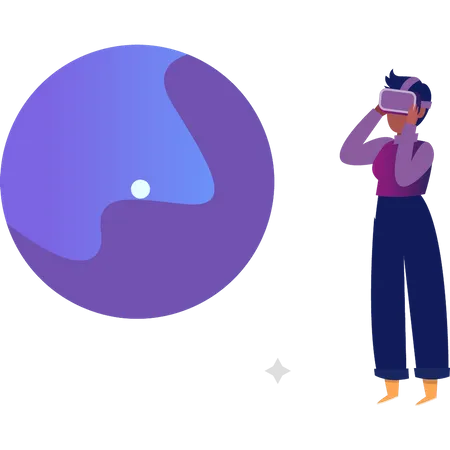 Fille dans le métaverse portant du Vr  Illustration