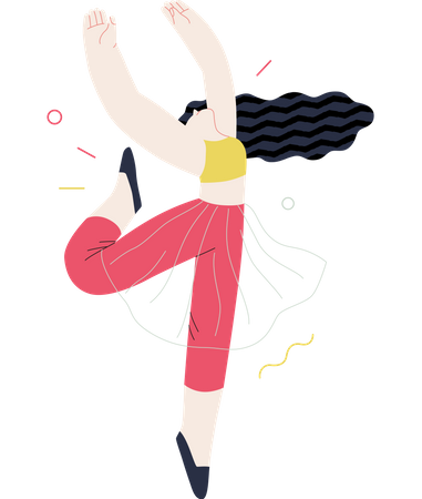 Fille dansant et appréciant le bonheur  Illustration