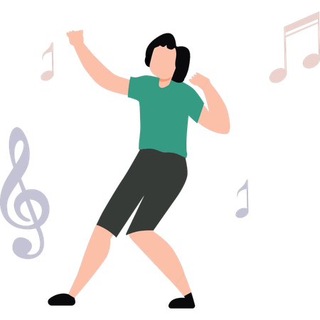 La fille danse sur une chanson  Illustration