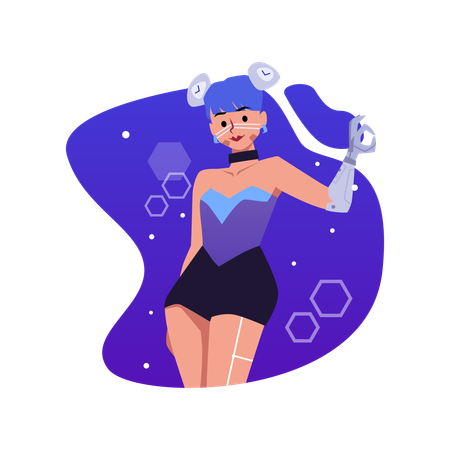 Fille de la mode cyberpunk du futur  Illustration