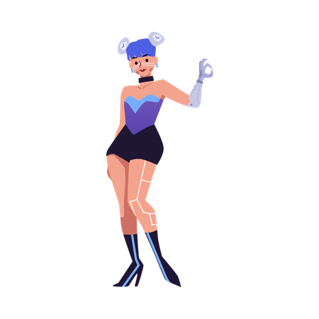Fille de la mode cyberpunk du futur  Illustration