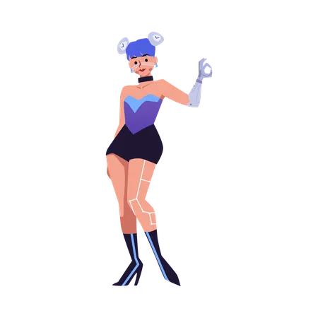 Fille de la mode cyberpunk du futur  Illustration