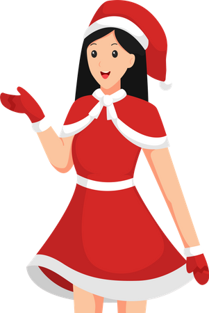 Fille de Noël avec le costume de Père Noël  Illustration