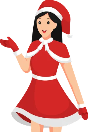 Fille de Noël avec le costume de Père Noël  Illustration