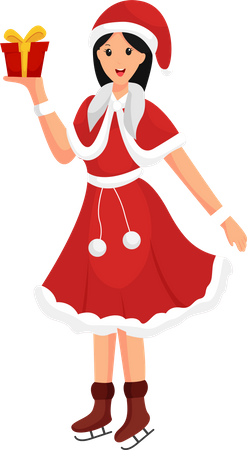 Fille de Noël avec le costume de Père Noël  Illustration