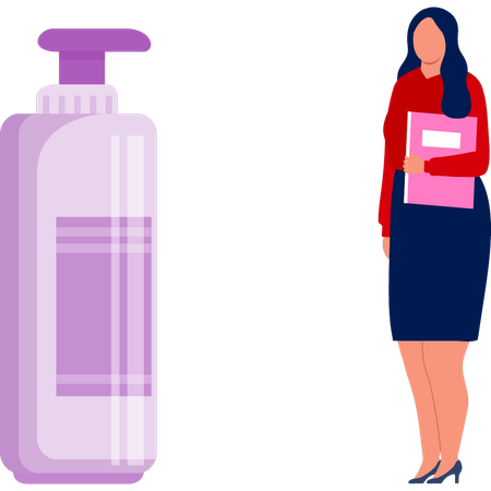 Fille debout avec un spray parfumé  Illustration