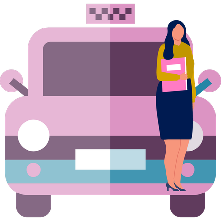 Fille debout dans le bus  Illustration