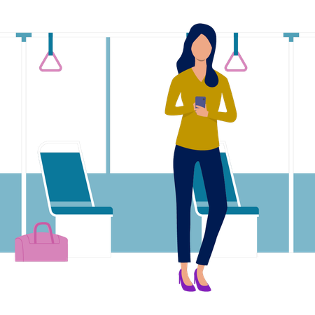 Fille debout dans le bus  Illustration