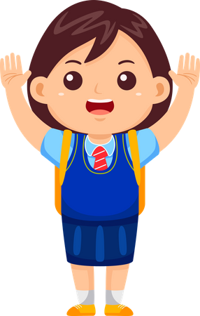 Fille debout en uniforme scolaire  Illustration