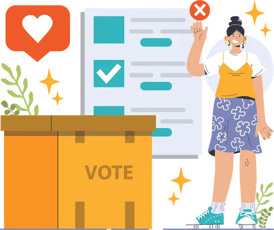 Fille déposant son vote  Illustration