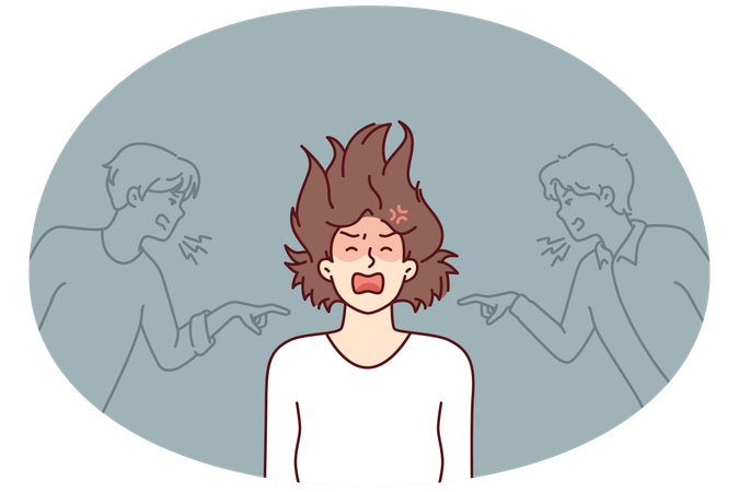 Fille déprimée ayant une crise de panique  Illustration