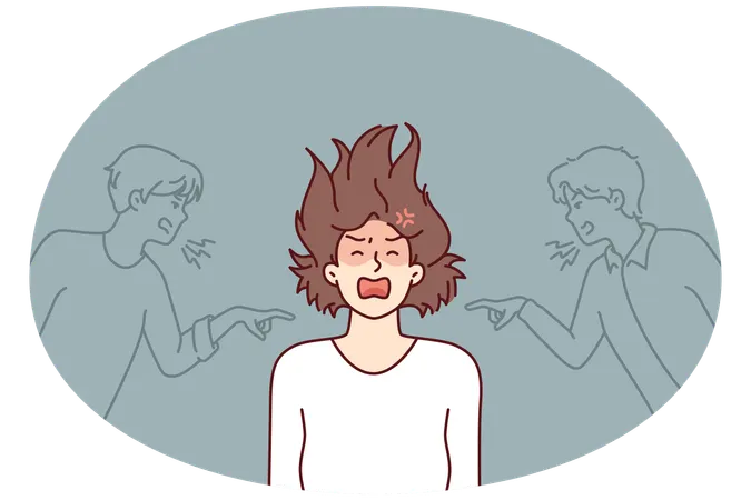Fille déprimée ayant une crise de panique  Illustration