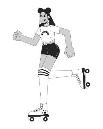 Fille disco à roulettes  Illustration