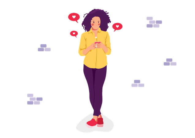 Fille discutant au téléphone  Illustration