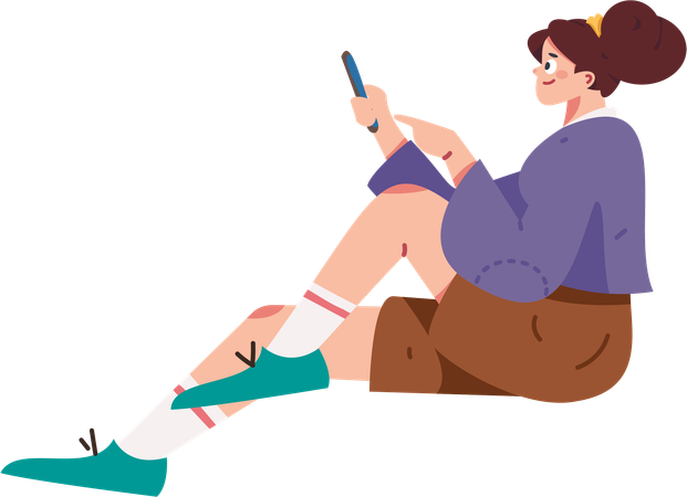 Fille discutant sur téléphone portable  Illustration