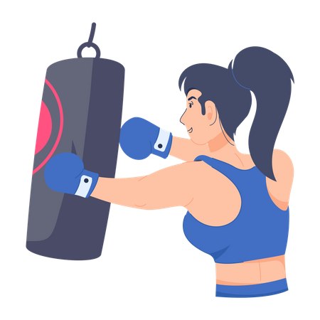 Fille fait du cardio boxe  Illustration