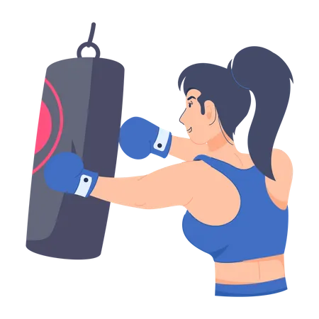 Fille fait du cardio boxe  Illustration