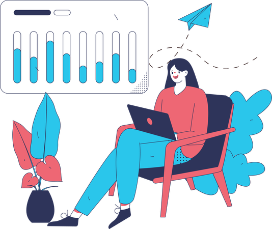 Fille faisant des analyses d'affaires  Illustration