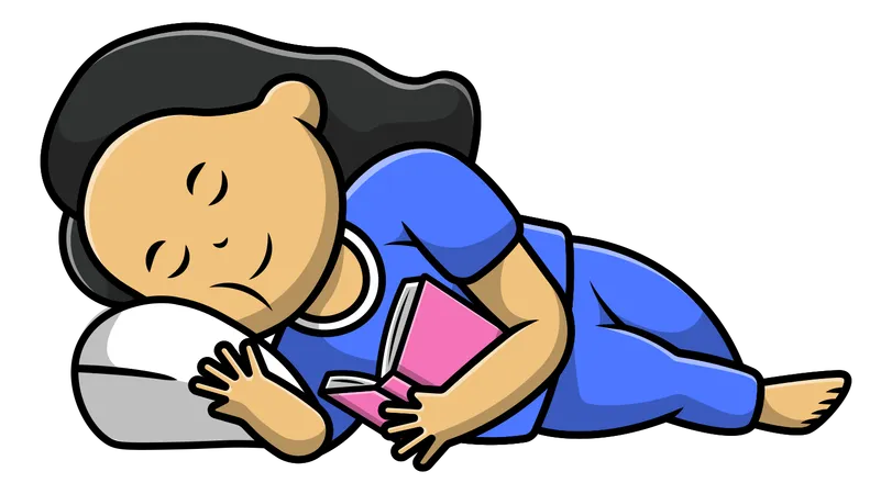 Fille qui dort avec un oreiller  Illustration