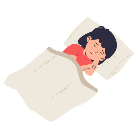 Fille qui dort dans son lit  Illustration