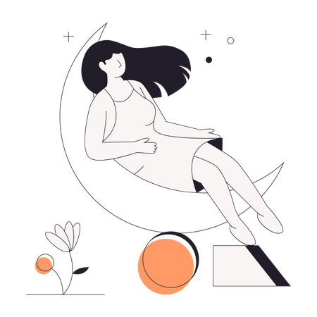 Fille dormant sur la lune  Illustration