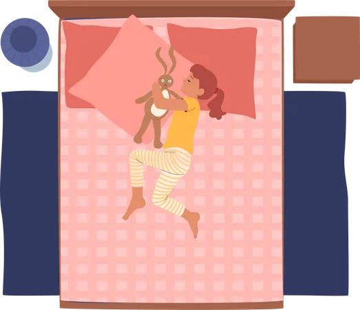 Fille qui dort sur le lit  Ilustração