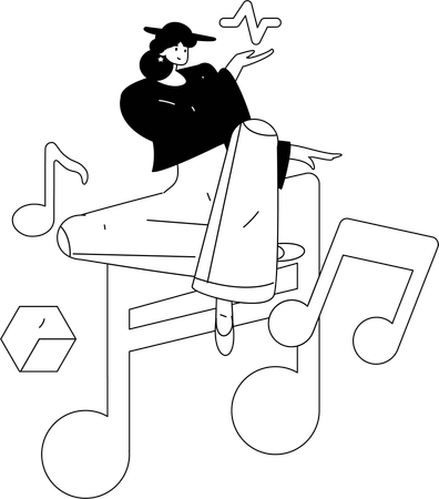 Fille écoutant de la musique  Illustration